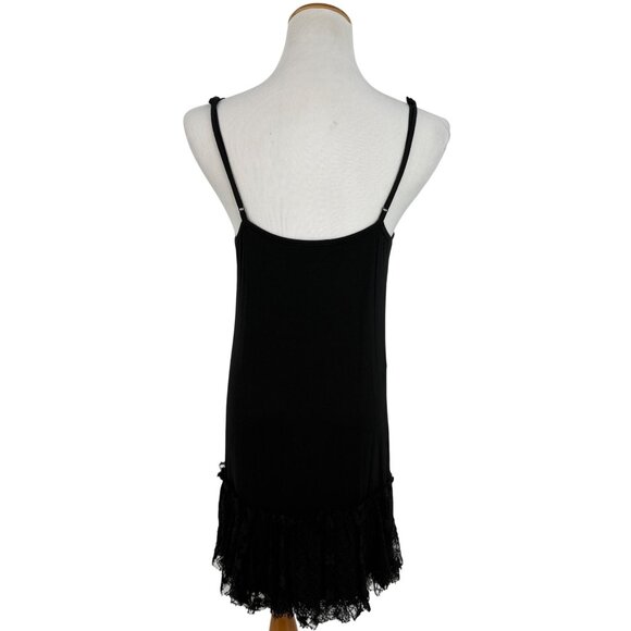 Oddi Black Lace Trim Spaghetti Straps Ruffled Hem Scoop Neck Dress Extender L - Picture 6 of 10